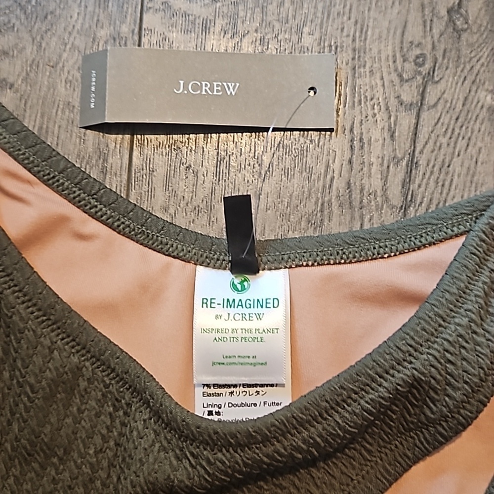 J. Crew Texured Curved Waist Cheeky Bikini Bottom Green Size XS BNWT - Picture 2 of 5